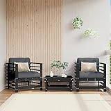 Tidyard Garden Sofa Chairs Patio Sofas 2 pcs Outdoor Seating Lounge Set Black Solid Wood Pine Outdoor Furniture