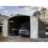 Toolport 7x7m 2.6m Sides Carport Tent / Portable Garage, 5x2.9m Drive Through, PVC 850, grey with statics package (soft ground anchors) - (99456)