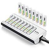 EBL AA Rechargeable Batteries 2800mAh High Capacity Batteries 16-Pack and Upgraded C9042W Independent AA AAA Battery Charger for Rechargeble AA AAA Ni-Mh Ni-CD Batteries