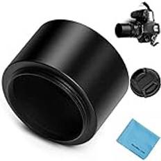 40.5mm Tele Metal Screw-in Lens Hood Sunshade with Centre Pinch Lens Cap for Canon Nikon Sony Pentax Olympus Fuji Sumsung Leica Camera + Cleaning Cloth