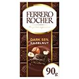 Ferrero Rocher Dark Chocolate and Hazelnut Bar, Chocolate Bars, 55 Percent Dark Chocolate with Crunchy Whole Hazelnut and Cocoa Filling, (90g)