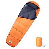 vidaXL Mummy Sleeping Bag for Adults - Water-Resistant, Compact, 3-Season Versatility, Warm Polypropylene Filling, Easy-Carry Design, Orange/Black, 222x74cm