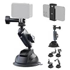 VIDIFY Aluminium 360° Double Ball Rotation Strong Suction Cup Mount for GoPro, Mount For Insta360 Action Cameras, Cameras Up To 1Kg. Dash Cam Mount, GPS Mount, Windscreen Mount, Car Mount