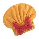tinysiry Quick Dry Hair Towel Bowknot Soft Absorbent Coral Fleece Hair Drying Wrap Caps for Curly Long Thick Hair, Microfiber Quick Dry Hair Towel Turban for Women Yellow