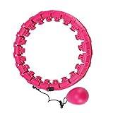 Fitness Hula Hoops - Durable 24 Detached Knots Smart Hula Hoop Weight Loss- 360-degree Auto-Spinning Weighted Hula Hoops for Adults and Kids - Pink