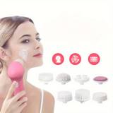 Electric Facial Cleanser 7-in-1 Facial Brush Beauty Instrument Facial Body Massage Beauty Instrument Facial Cleaner - Rose Red