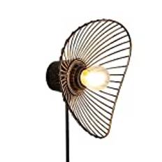 SUNLLOK Modern Gold Metal Wall Light Fixture, Small Industrial Mount Round Mesh Pull String Ceiling Wall Lamp Plug in Wall Sconces Wall Lamp Lighting for Indoor Living Room Restaurant