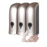 Compact Soap Dispenser for Bathroom Wall Mounted Design Refillable Bottles No Drill Installation Easy to Use(3×300ML Gold)