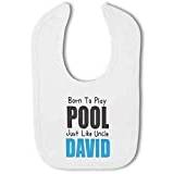 Born to Play Pool Like Uncle/Auntie with Personalised Name Pink/Blue - Baby Bib