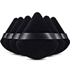 6 Pcs Triangle Powder Puffs, Reusable Triangle Sponges with Strap, Soft and skin friendly for Loose Powder Body Eyes Cosmetic Foundation Wet Dry Makeup Tool, (Black)