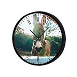 Donkey Are Funny, Cute, And Cool Wall Clock Black 12 Inch Non-Ticking Silent Abs Decorative Clocks Modern Round Clock For Living And Dining Room, Bedrooms, Office, Kitchen, Class Room
