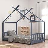 TEKEET Cots & Toddler Beds Kids Bed Frame Grey Solid Pine Wood 80x160 cm Furniture