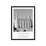 Tower of London Travel Print London Wall art Black and white Poster A2 Print in Black frame 45 X 63cm (17.7x24.8inch)