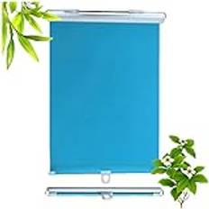 Agashi Suctcup Roller Blind, Blackout Rolleres Without Drilling, Blackout Roll up Blinds, Retractable Blackoutains Window Blind/Blue/60 * 125Cm(23.6 * 49.2In)