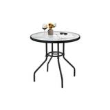 Yaheetech 31.5'' Outdoor Coffee Table Patio Round Bistro Table black