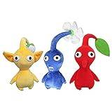 BHOLI Cute Pikmin Plush Toys 3 Pieces Red Blue Yellow Flower Pikmin Plush Dolls Set Party Decorations for Birthday Christmas Halloween
