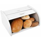 Creative Home Wooden Bread Bin White | 40 x 27,5 x 18,5 cm | Natural Beech Wood | Container with Roll-Top | Bread Box Storage for Every Kitchen - Brand New