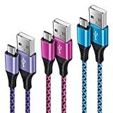 Micro USB Cable 3Pack, 6Ft Android Phone Charger Lead Nylon Braided Micro USB Charging Cord for Samsung Galaxy S7 S6,Sony,Nokia, HTC, Motorola Micro,Nexus,PS4,Xbox