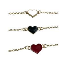 Yellow gold finish red heart cut charm bracelet/anklet