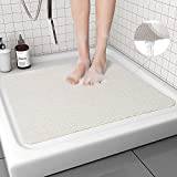 Square Shower Mat, Loofah Shower Mat Non Slip, 53 x 53cm Non Slip Bath Mat Comfort and Improved Stability, PVC Loofah Bathroom Mats for Wet Areas