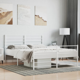 vidaXL Metal Bed Frame with Headboard and Footboard White 160x200 cm - White