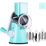 Manual rotary cheese grater - round mandoline slicer with strong suction base,