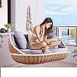 MU Hanging Chair Double Swing Rocking Chair Indoor Adult Cradle Chair Balcony Hammock Wicker Chair Outdoor Single Swing Chair Hanging Basket,A,One Size