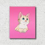 Cartoon Custom Cat Portrait Mounted Canvas Print - 3 / 16cm x 22cm / Pink