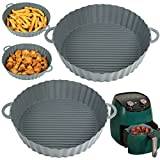 YQL Silicone Air Fryer Liner for Ninja Foodi 15/14/11/9/7 in 1 Multi-Cooker 4.3L-7.5L, 8 inch Air Fryer Accessories Reusable for Ninja AF160UK/Tower T17021/Instant Vortex/COSORI Air Fryer (2pcs)