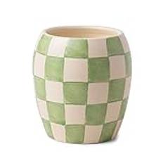 Paddywax Scented Candles Checkmate Artisan Candle in Reusable Checkerboard Patterned Porcelain Vessel, 311g, Cactus Flower