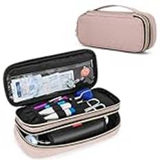 Damero Double Layer Stethoscope Case Compatible with 3M Littmann/ADC/Omron Stethoscope, Stethoscope Carrying Case Travel Bag for Nurse Accessories, Misty Rose
