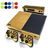 Skin For Xbox One - Morbuy Vinyl Full Body Protective Sticker Cover Decal For Microsoft Xbox One Console & 2 Dualshock Controller Skins + 10pc Silicone Thumb Grips (Gold Glossy)