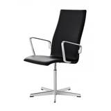 Fritz Hansen Oxford classic chair - Chair with arms - soft leather - black, Satin aluminium Black Designer Furniture From Holloways Of Ludlow