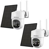 Xega 2 Pack WIFI Security Camera Solar,Wireless Outdoor No WiFi Security Camera,2K HD PTZ Night Vision Motion Detection 2 Way Talk SD&Cloud Storage