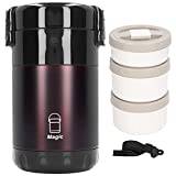 BuyWeek Insulated Lunch Container, Vacuum Insulated Food Jar 3 Layers Stainless Steel Hot Food Thermos 2.3L Capacity Soup Thermos(Brown)