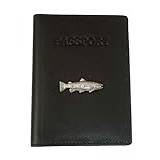 Brown Trout Leather Passport Cover Black Holder RFID Safe Gift 44