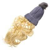 Lurrose knitted hat wig hair extension hat white wigs wig with hat long curly hat wig bonnet hat for women womens wigs winter hat with hair extensions Miss wave hair accessories fabric