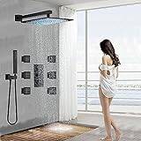 Oil-Faced Bronze Shower Faucet Set LED Rain Shower Set Massage Faucet with Valve-8 Inch,Shower System