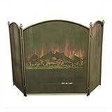 Spark Guard Retro Gold Log Burner Fireplace Screens, Foldable Fire Guard Iron Fence 3 Panel Fireguard, Stove/Hearth/Gas Fires Mesh Cover