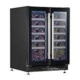 Baridi 60cm Dual Zone Wine Cooler and Drinks Fridge 40 Bottle/120 Can Built-In Under Counter/Freestanding Glass Fronted Bar Drinks Fridge Chiller - DH96