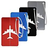 4 Pcs Luggage Tags, Aluminium Baggage Labels with Identity Name ID Card and Steel Loop Suitcase Tag Anti Loss Travel Accessories for Luggage Baggage Suitcase