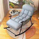 SOYDAN Adult Rocking Chair Adjustable Back Recliner Chair for Living Room Patio Balcony,Glider Rocker Upholstered Armchair Sturdy Metal Frame,Modern Leisure Chair (Color : Light Grey)