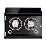 Watch Winders - Rechargeable Two-Position Watch Shaker Mechanical Watch Winder Vertical Automatic Watch Winding Box with Light-Sensitive Led Light Watch Winder Watch Storage (Black Inner Carbon Fiber