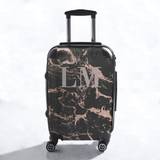 Personalised Black x Pink Marble Initials Suitcase - Medium (68cm / 26.7-inch)