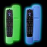 2 Pack Protective Silicone Remote Cover for BT YouView 2021 Set Top Box Remote Control, Basketball Texture Remote Case Shockproof, Washable, Anti-Lost with Loop (Glow Blue+Glow Green)