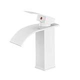 Deck Mount Waterfall Bathroom Faucet Vanity Vessel Sinks Mixer Tap Cold and Hot Water Tap (Color : White A)