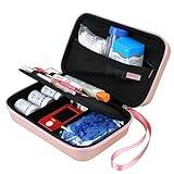 BOVKE Travel Case for Diabetic Supplies, Storage Case for Insulin Pens, Glucose Meters, Test Strips, Medication, Lancets, Syringe, Pen Needles and Other Diabetic Testing Accessories, Rose Gold
