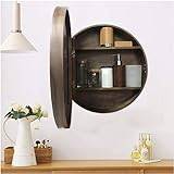 Modern Wall Bathroom Cabinet with Mirror Round Hanging Medicine Cabinet for Living Room Kitchen Bedroom Brown 50cm (Brown 70cm)