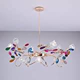 BOCbco For Living Room Dining Room Bedroom,G4 Nordic Postmodern Creative Light Luxury Agate Lamp,Creative Agate Crystal Chandelier,American Crystal Agate Chandelier-Golden. 90 * 35cm