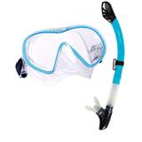 Aeris Mini Origin Scuba Mask and Mini Cuda Dry Snorkel Package - Light Blue